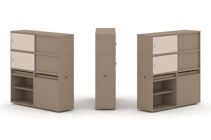 Estetica Набор №23. Тумба двойная+высокая надставка ES.NB.2V-23 Латте/Капучино 1500*410*1520