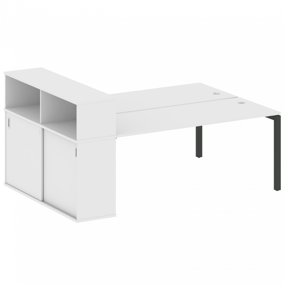 Metal System Quattro Рабочая станция с шкафом-купе на П-образном м/к 50БП.РС-СШК-2.5 Т Белый/Металл Metal System Quattro Рабочая станция с шкафом-купе на П-образном м/к 50БП.РС-СШК-2.5 Т Белый/Металл