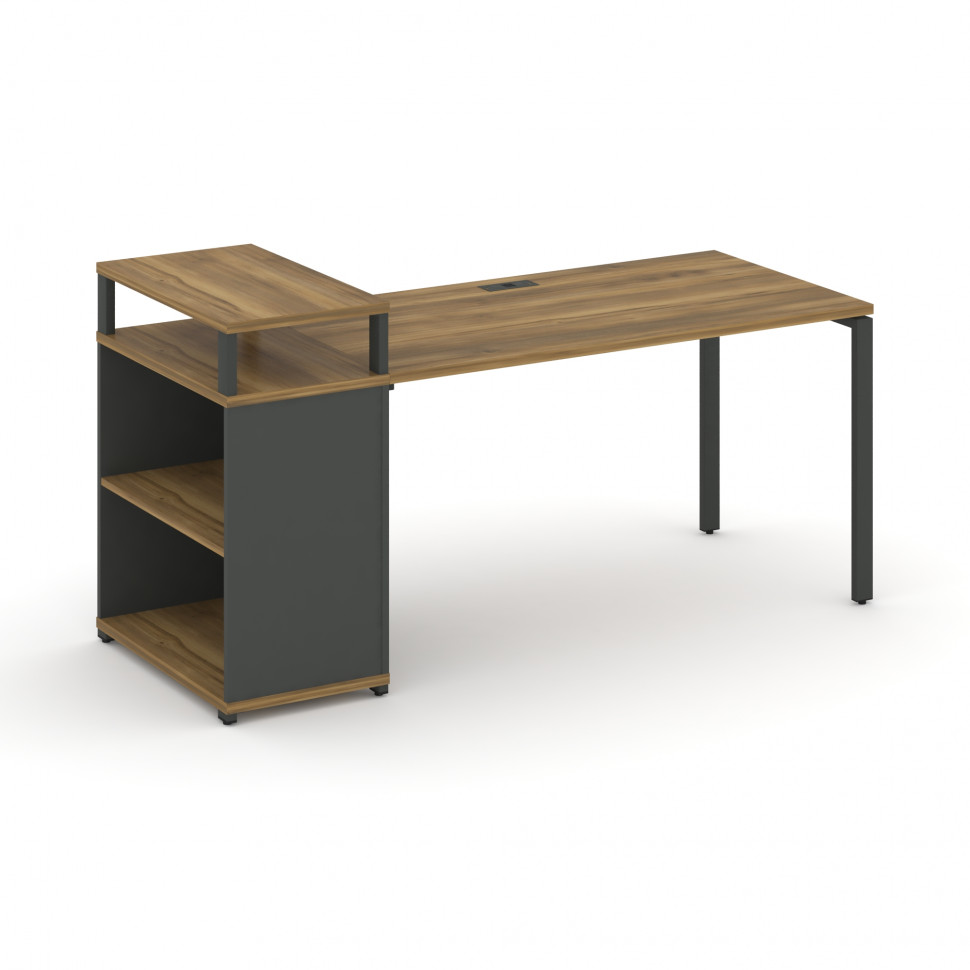 Concept Стол рабочий с опорным стеллажом с верх. горизонтом  CN.SP-208 Сандал Янтарный/Антрацит/Мета