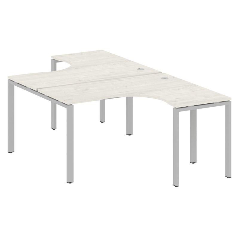 Metal System Рабочая станция криволинейная на П-образном м/к БП.РАС-СА-2.3 Дуб Наварра/Металл Серый