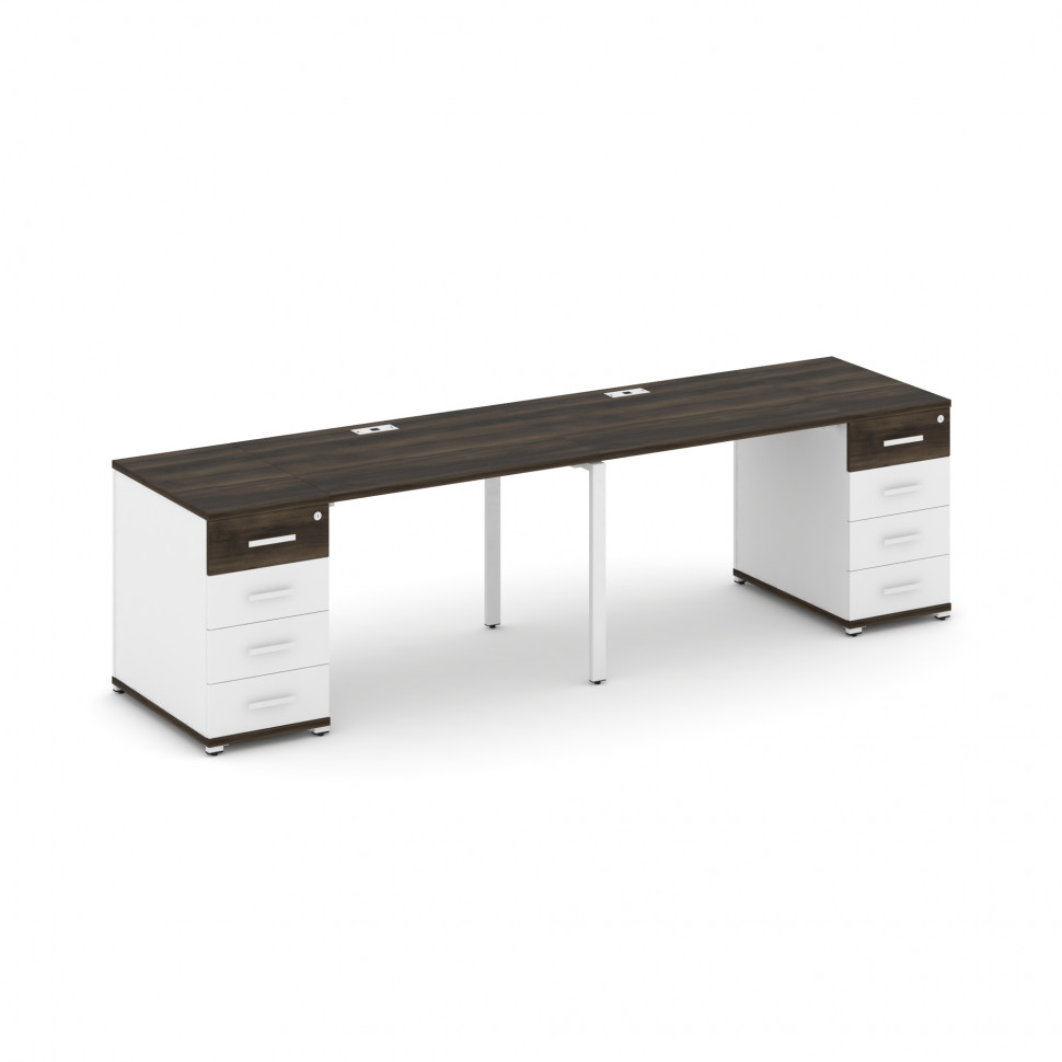 Concept Рабочая станция 2 места с 2 опорными тумбами CN.ORS-409 W Дуб Мали/Белый Бриллиант/Металл Бе Concept Рабочая станция 2 места с 2 опорными тумбами CN.ORS-409 W Дуб Мали/Белый Бриллиант/Металл Бе