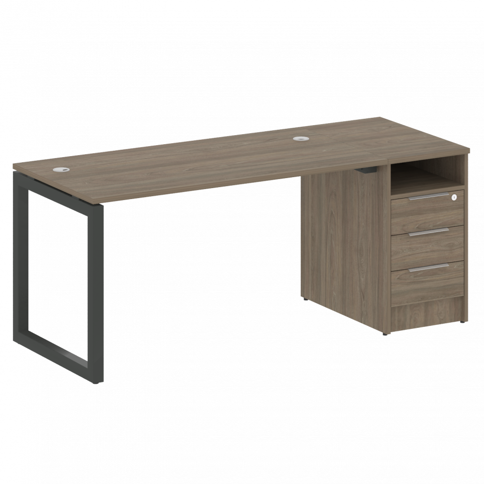 Metal System Quattro Рабочая станция с тумбой на О-образном м/к 50БО.РС-СТП-1.3 Вяз Благородный/Мета Metal System Quattro Рабочая станция с тумбой на О-образном м/к 50БО.РС-СТП-1.3 Вяз Благородный/Мета