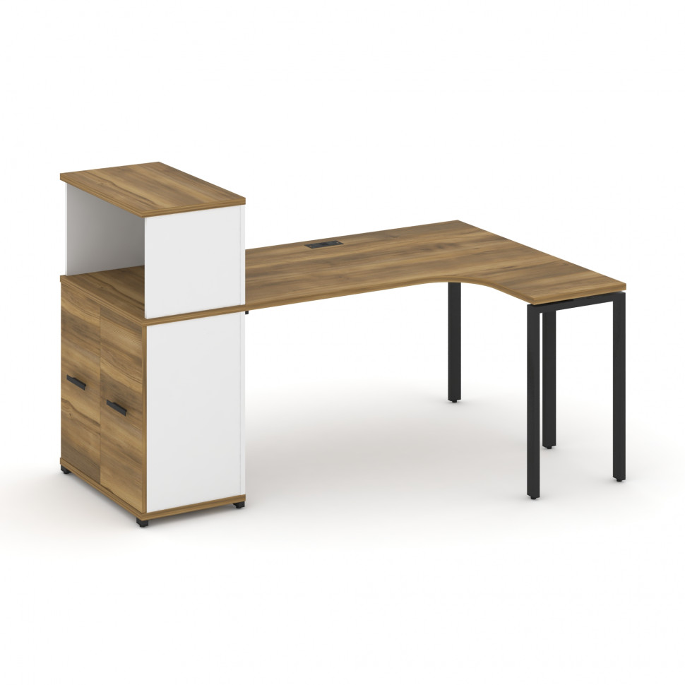 Concept Стол эргономичный с опорным распаш. шкафом с надставкой низ. CN.SA-213(R) B Сандал Янтарный Concept Стол эргономичный с опорным распаш. шкафом с надставкой низ. CN.SA-213(R) B Сандал Янтарный