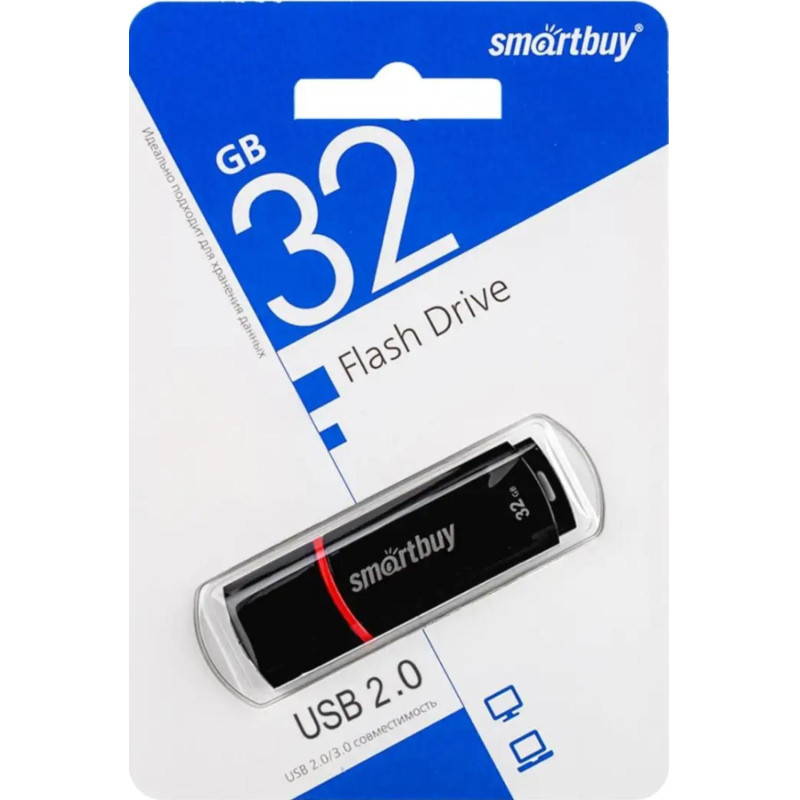 Флеш-память Smartbuy Crown, 32Gb, USB 2.0, чер, SB32GBCRW-K