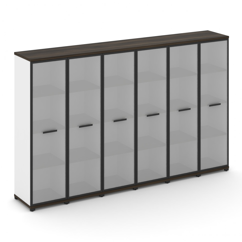 Concept Шкаф 6 узких секций, 4 ниши CN.STU-466 RMB B Дуб Мали/Белый Бриллиант/Металл Черный/Сатин 25