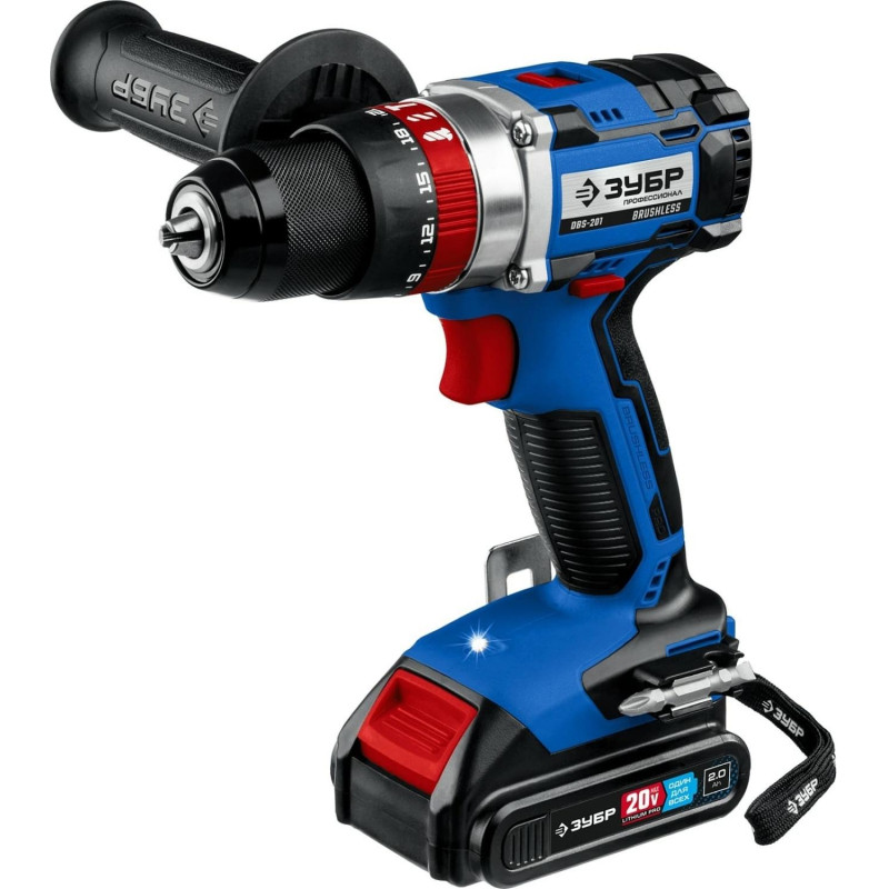 Дрель-шуруповерт аккум. бесщеточная ударная ЗУБР DBS-201-22, 20 В, 2 АКБ