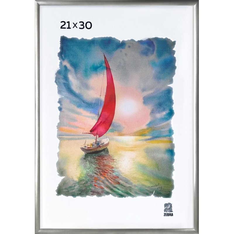 Рамка алюминиевая, 21х30, серебро, PS стекло