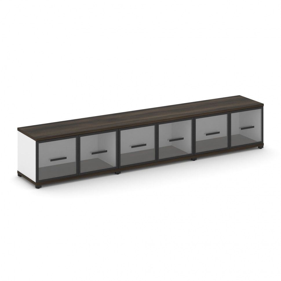 Concept Шкаф 3 широкие секции, 1 ниша CN.STS-133 RPB B Дуб Мали/Белый Бриллиант/Металл Черный/Прозра