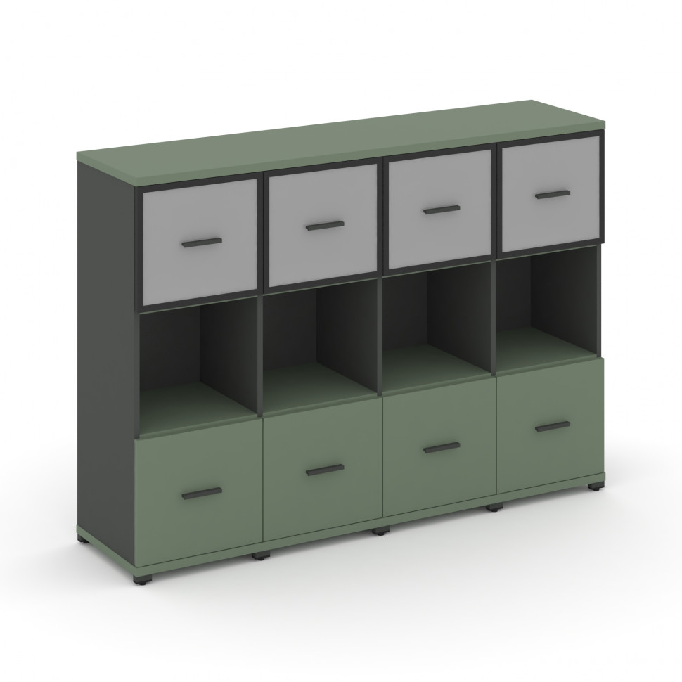 Concept Шкаф 4 узкие секции, 3 ниши CN.STU-345 RMB A Кобо/Антрацит/Металл Антрацит/Сатин 1668*420*11