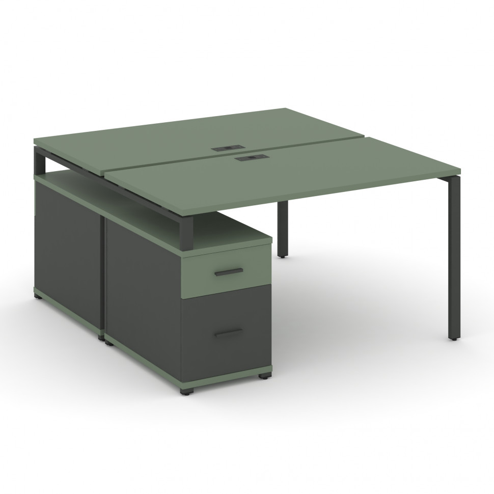 Concept Рабочая станция 2 места с двухсторонней опорной тумбой CN.DRS-305 A Кобо/Антрацит/Металл Ант Concept Рабочая станция 2 места с двухсторонней опорной тумбой CN.DRS-305 A Кобо/Антрацит/Металл Ант