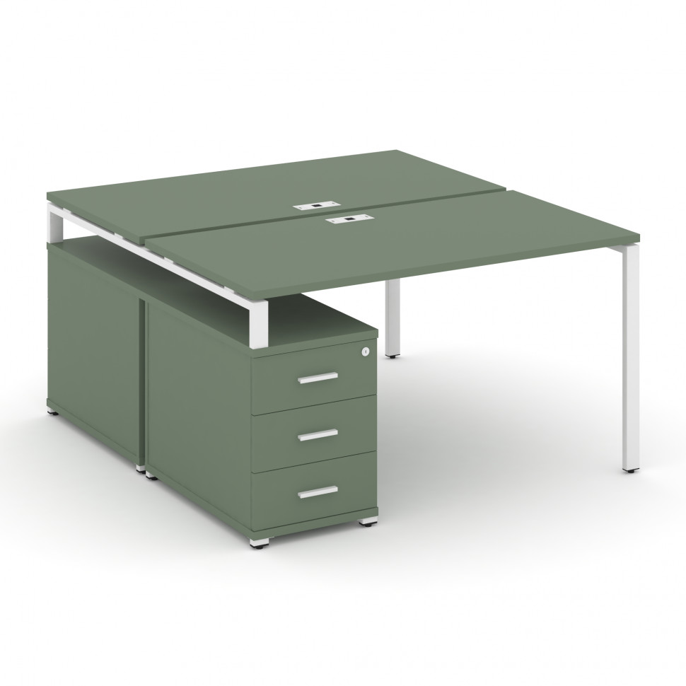 Concept Рабочая станция 2 места с двухсторонней опорной тумбой CN.DRS-302 W Кобо/Металл Белый 1180/1 Concept Рабочая станция 2 места с двухсторонней опорной тумбой CN.DRS-302 W Кобо/Металл Белый 1180/1