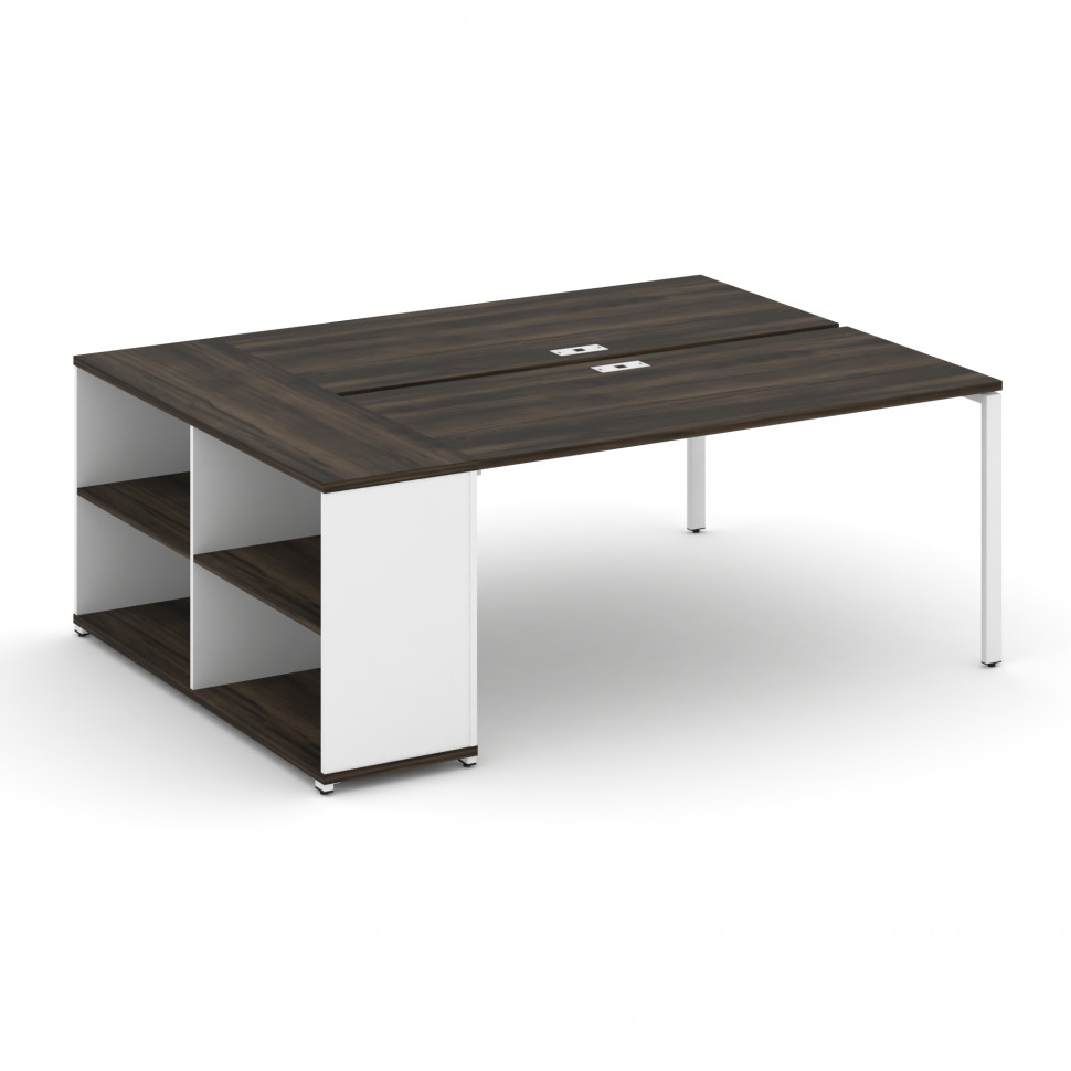 Concept Рабочая станция с опорным стеллажом CN.DRS-204 Дуб Мали/Белый Бриллиант/Металл Белый 2000*14