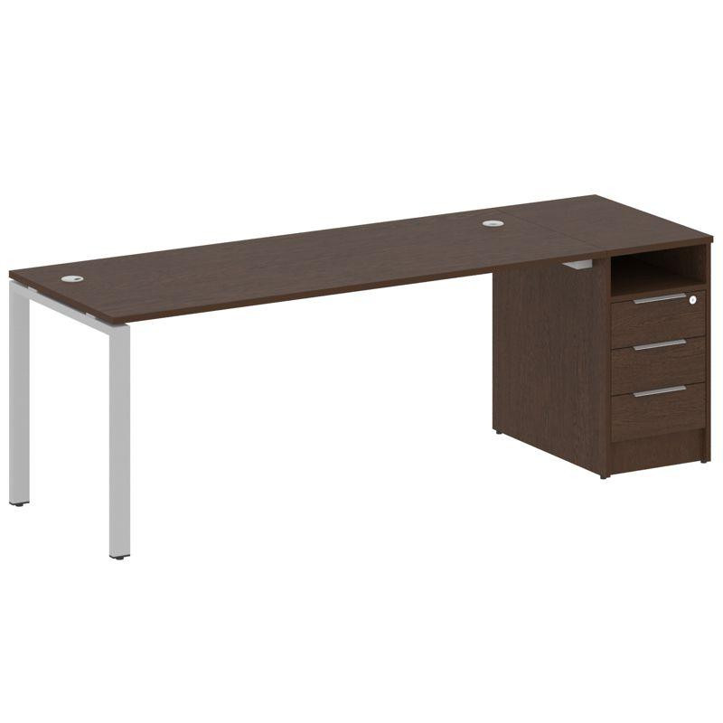 Metal System Рабочая станция с тумбой на П-образном м/к БП.РС-СТП-1.5 Венге Цаво/Металл Серый 2212*7