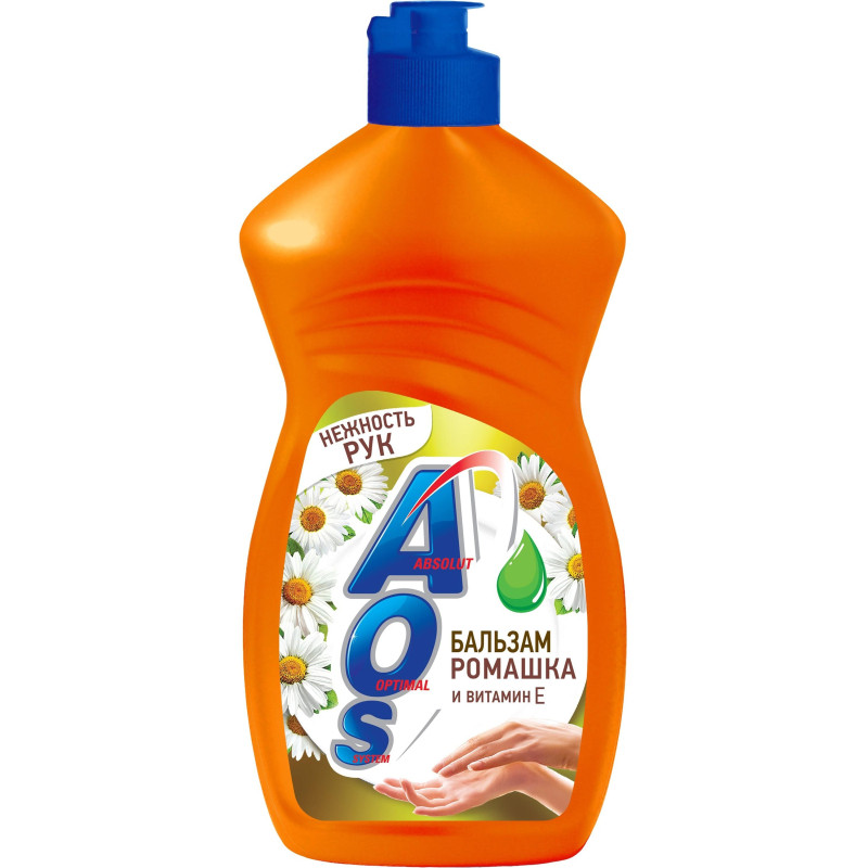 Средство для мытья посуды AOS Бальзам Ромашка и витамин Е 450г
