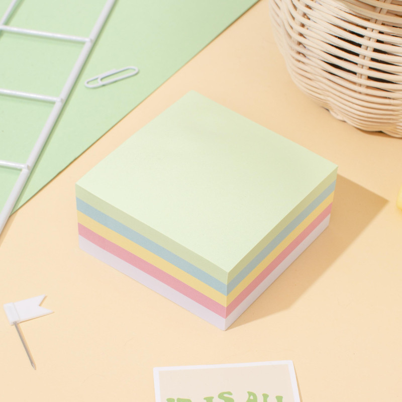 Бумага для заметок с клеевым краем Economy 76х76 мм, 400 л, 5 цветов в асс