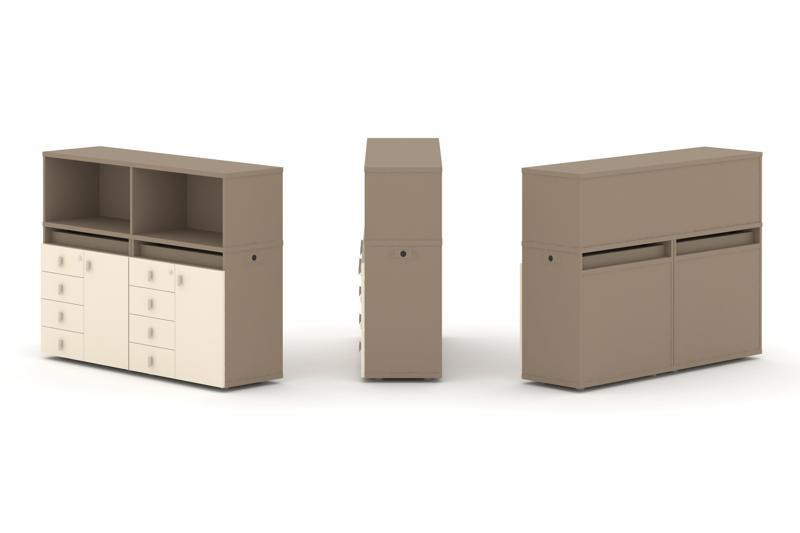 Estetica Набор №3. Тумба двойная+низкая надставка ES.NB.2N-3 Латте/Сатин 1500*410*1135