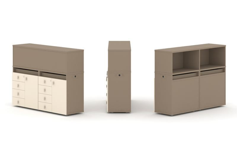 Estetica Набор №3. Тумба двойная+низкая надставка ES.NB.2N-3 Латте/Сатин 1500*410*1135