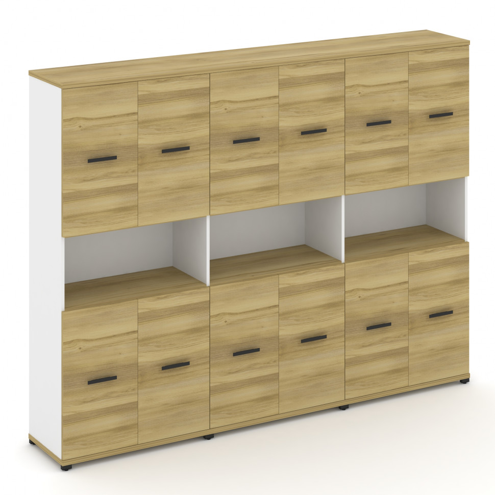 Concept Шкаф 3 широкие секции, 5 ниш CN.STS-533 B Дуб Винченцо/Белый Бриллиант/Металл Черный 2500*42