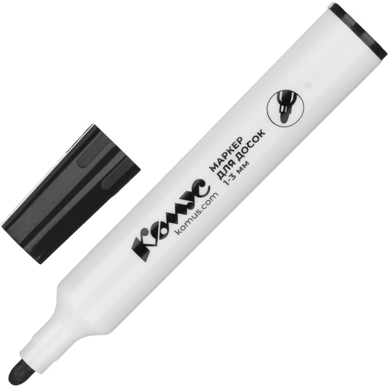 Маркер для белых досок КОМУС черный 1-3 мм