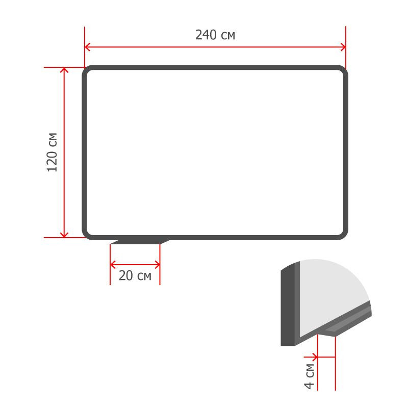 Доска стеклянная магнитная, 120х240, Attache, белый