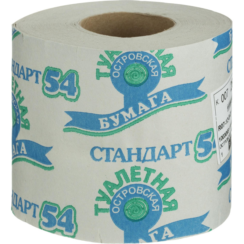 Бумага туалетная 1-сл.ОСТРОВСКАЯ сер 38м,24рул./уп._Л