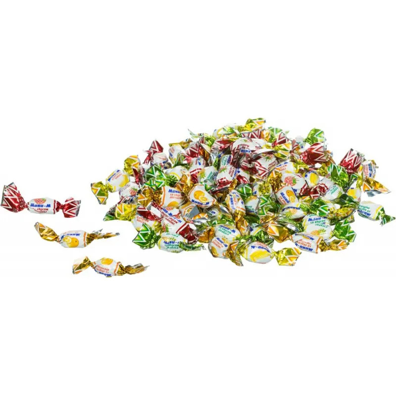Леденцы Мини-М Тропик ассорти апельсин, банан, малина, ананас, 6кг