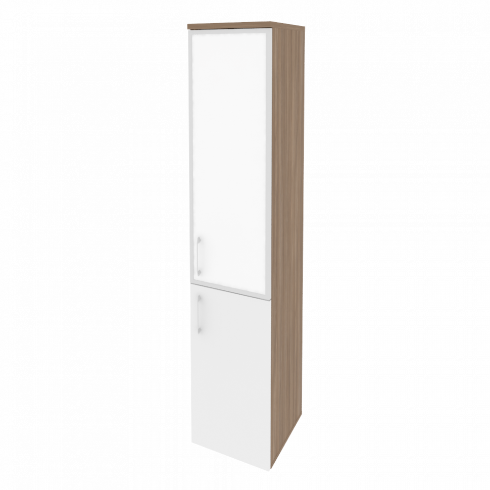 Onix Шкаф высокий узкий правый O.SU-1.2 R (R) white Дуб Аризона/Белый Бриллиант/Стекло White 400*420