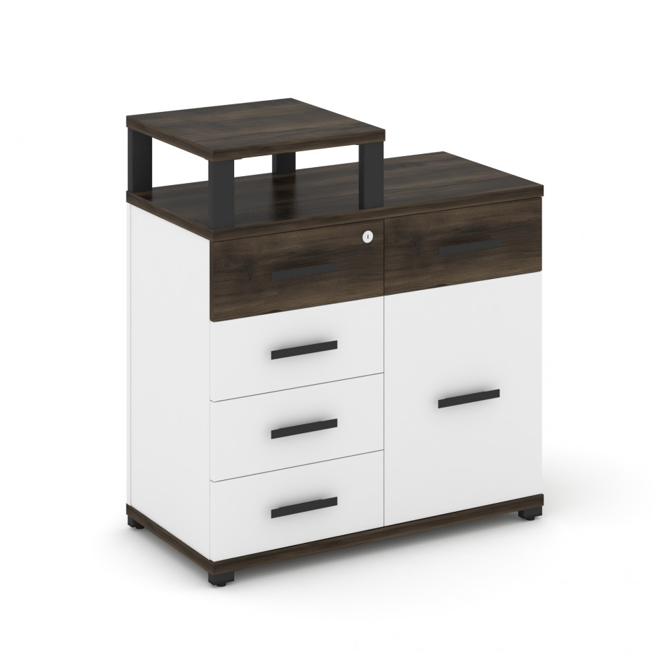 Concept Тумба приставная широкая 5 ящ.+1 распаш. фасад с надставкой узкой CN.TSP-017 B Дуб Мали/Белы Concept Тумба приставная широкая 5 ящ.+1 распаш. фасад с надставкой узкой CN.TSP-017 B Дуб Мали/Белы