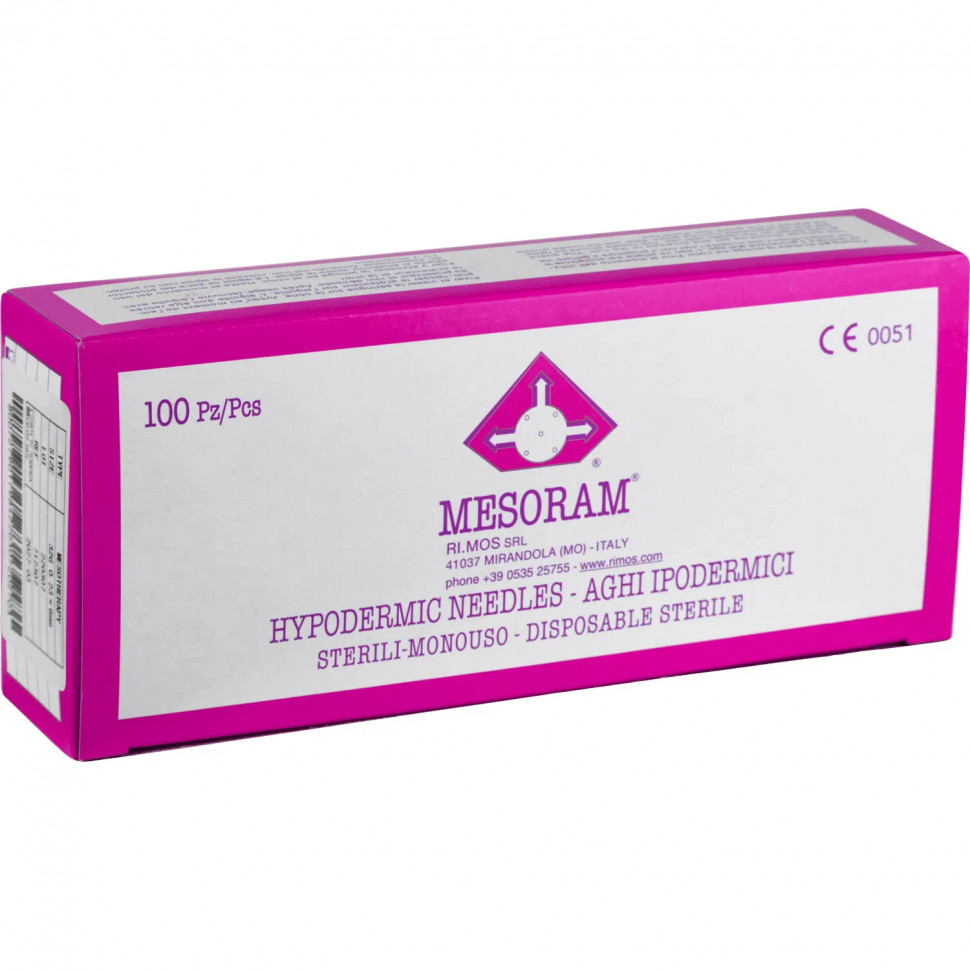 Игла для мезотерапии 32 G (0,23x12мм) MESORAM, 100 шт. в уп