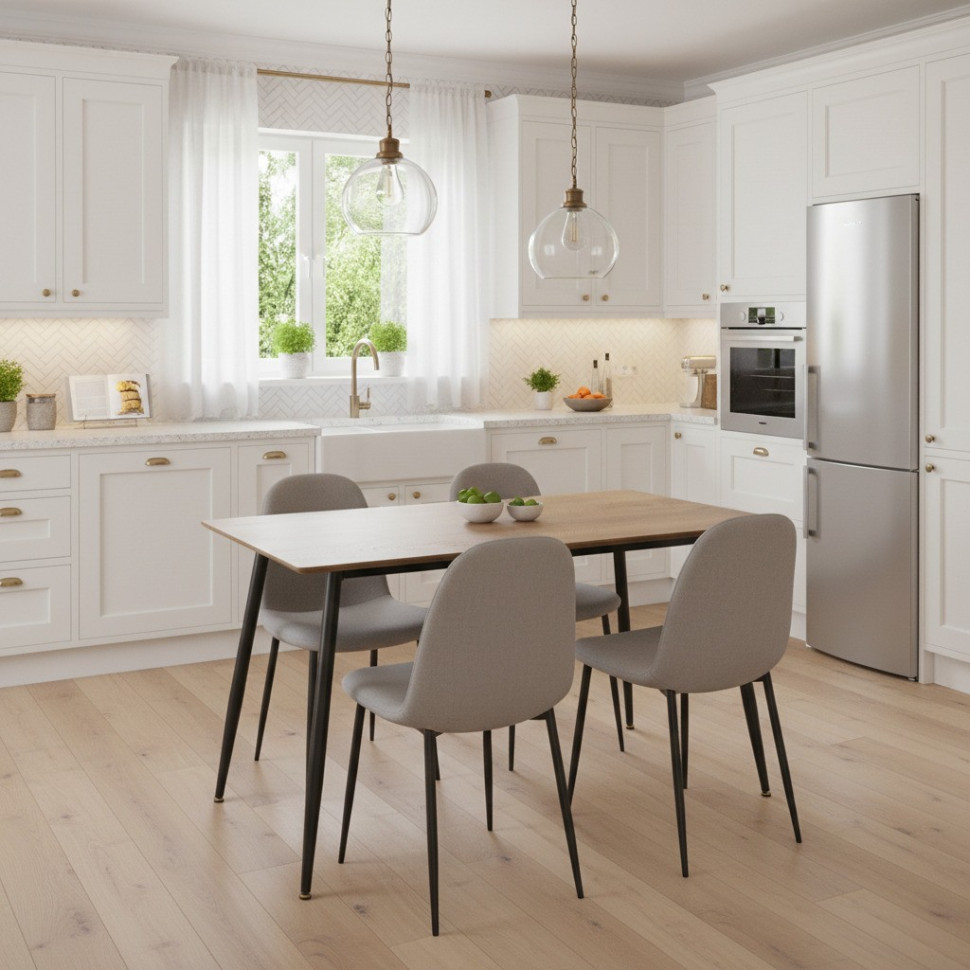 Стол обеденный Birkhall/Биркхолл МДФ/металл, дуб состаренный/черный, 120х80х75(+1)см