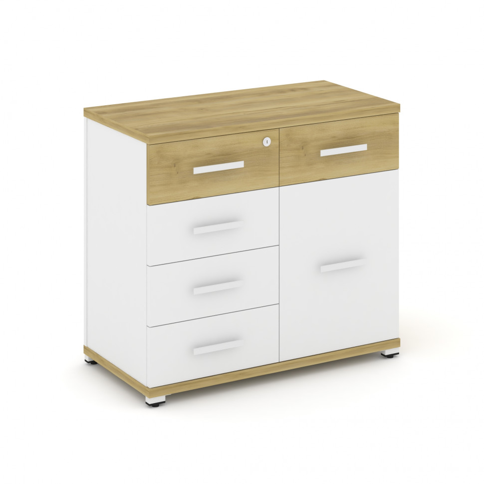 Concept Тумба приставная широкая 5 ящ.+1 распаш. фасад CN.TSP-016 W Дуб Винченцо/Белый Бриллиант/Мет Concept Тумба приставная широкая 5 ящ.+1 распаш. фасад CN.TSP-016 W Дуб Винченцо/Белый Бриллиант/Мет