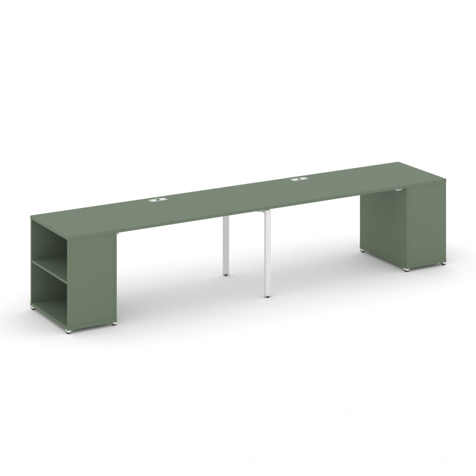 Concept Рабочая станция с опорными стеллажами CN.ORS-201 Кобо/Металл Белый 2800*720*750