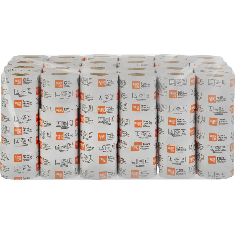 Бумага туалетная Выбор есть 1сл белая с тиснением 51м 72рул/уп