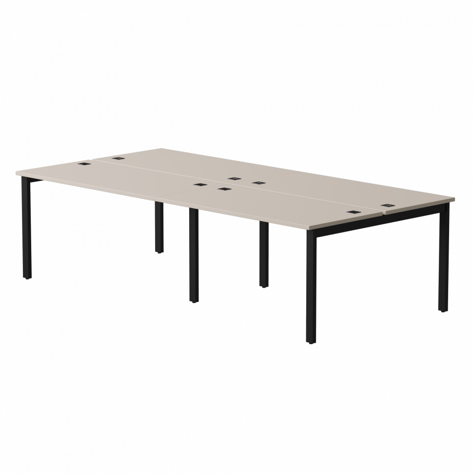 Бенч-система на 4 места Everprof EVO (ЭВО) на металлокаркасе 2360х670(1370)x755 Кашемир/Черный