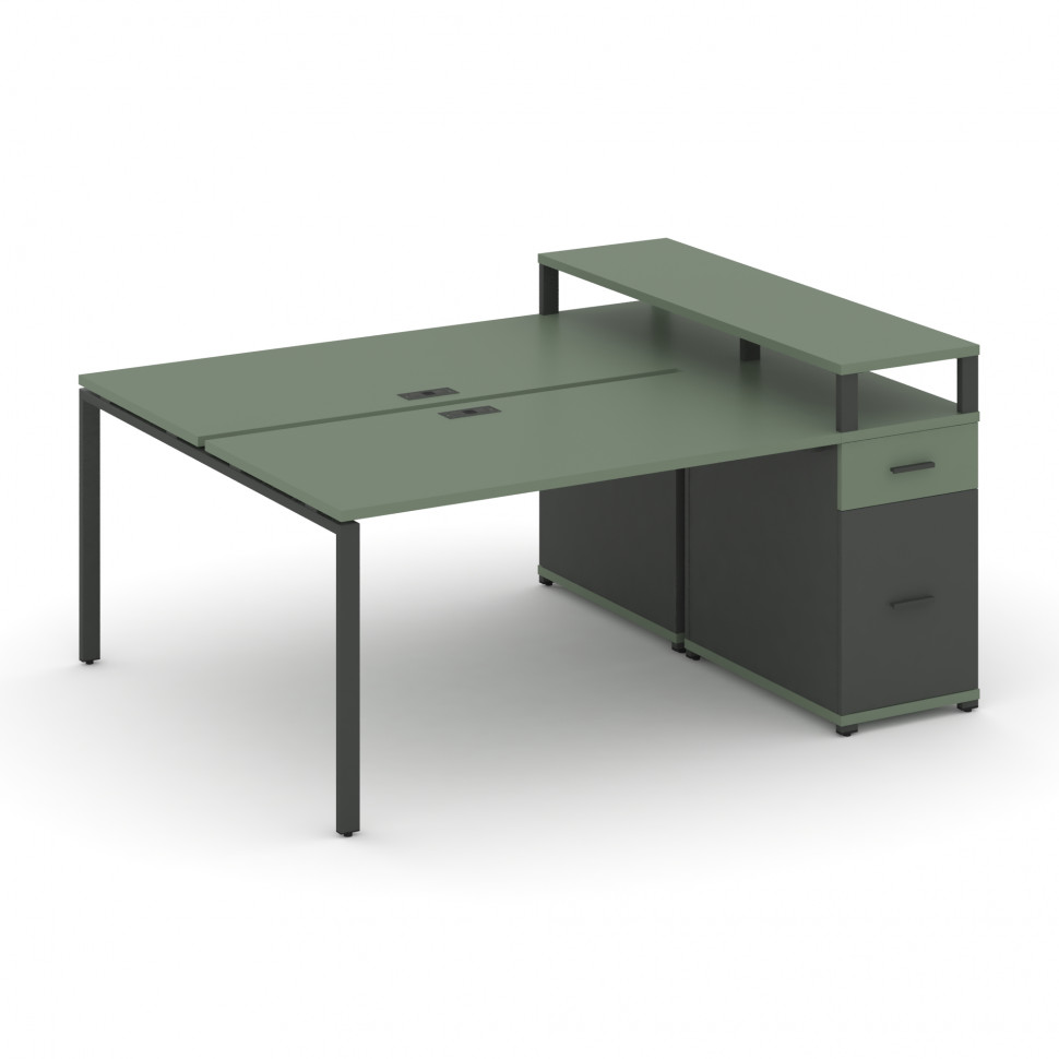 Concept Рабочая станция с 1 опорной тумбой CN.DRS-415 A Кобо/Антрацит/Металл Антрацит 1800*1480*917