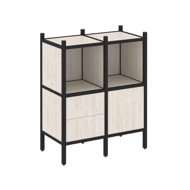 Loft Прямой стеллаж VR.L-02 Денвер Светлый/Металл Черный 862*446*1047 Loft Прямой стеллаж VR.L-02 Денвер Светлый/Металл Черный 862*446*1047