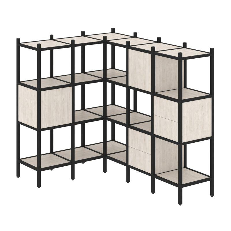 Loft Угловой внутренний стеллаж VR.L-30 Денвер Светлый/Металл Черный 1278*1694*1458 Loft Угловой внутренний стеллаж VR.L-30 Денвер Светлый/Металл Черный 1278*1694*1458