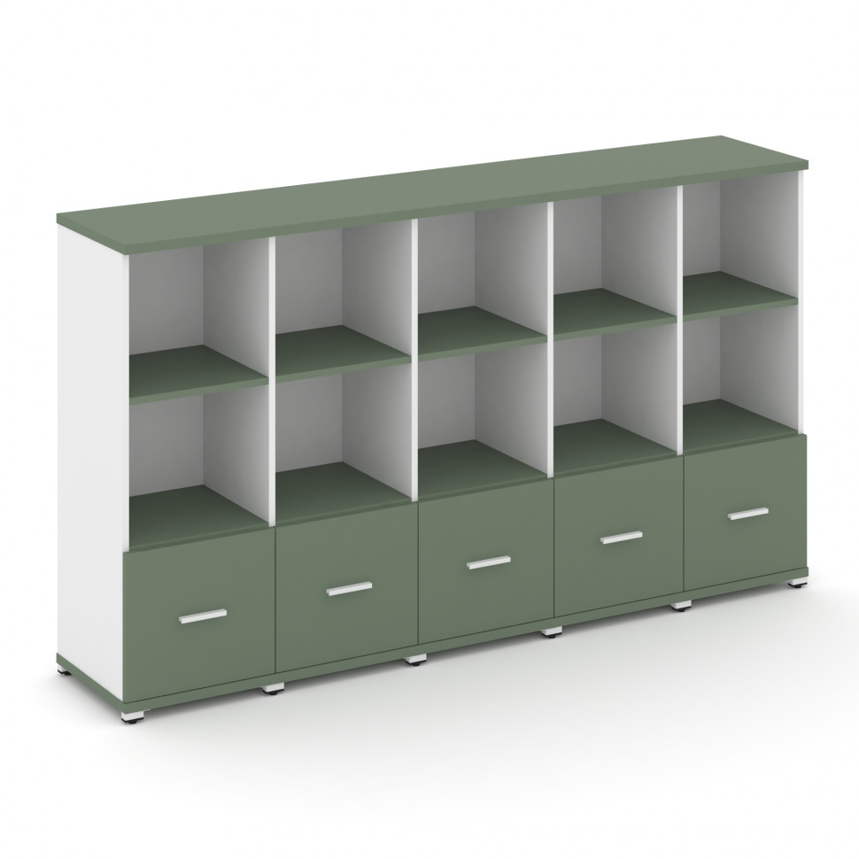 Concept Шкаф 5 узких секций, 3 ниши CN.STU-351 W Кобо/Белый Бриллиант/Металл Белый 2084*420*1186