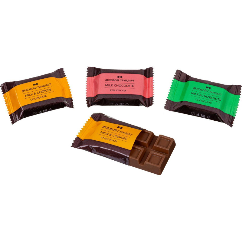 Шоколад Деловой Стандарт порц. ассорти набор 15гx54 шт/уп, 810 гр/уп