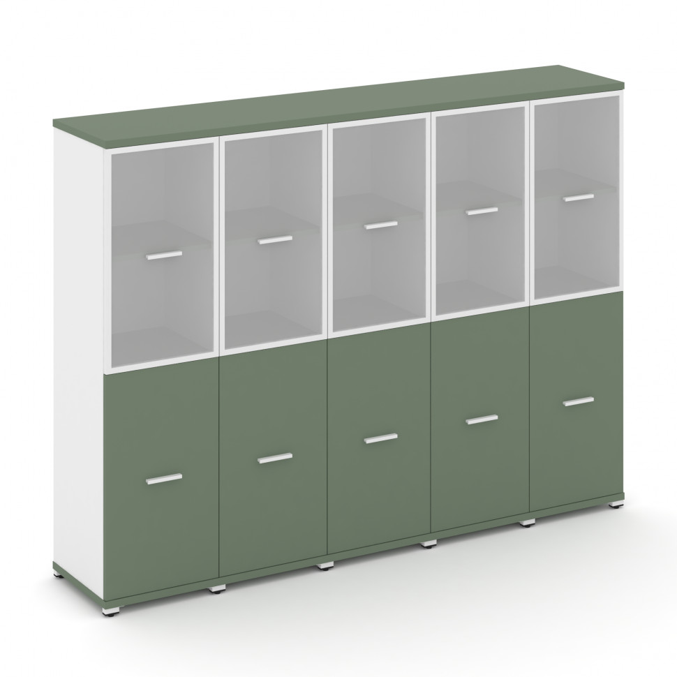 Concept Шкаф 5 узких секций, 4 ниши CN.STU-452 RMW W Кобо/Белый Бриллиант/Металл Белый/Сатин 2084*42