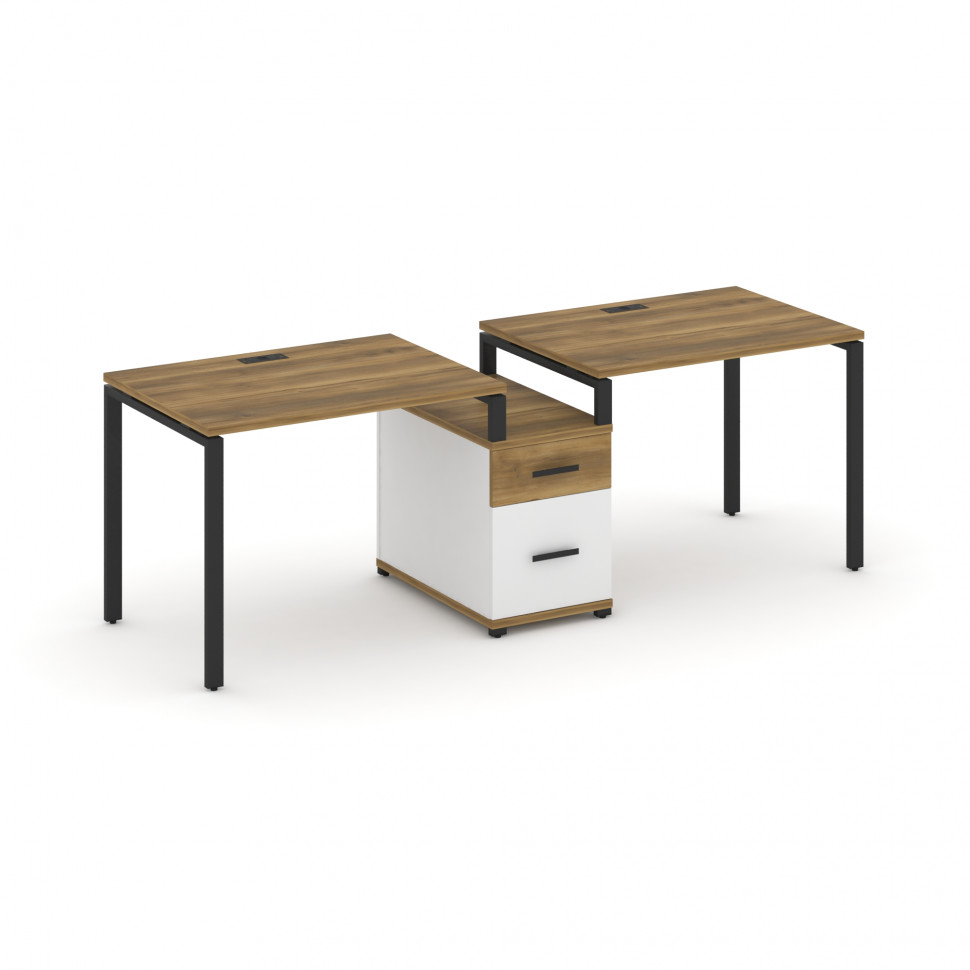 Concept Рабочая станция 2 места с 1 опорной тумбой CN.ORS-305 B Сандал Янтарный/Белый Бриллиант/Мета Concept Рабочая станция 2 места с 1 опорной тумбой CN.ORS-305 B Сандал Янтарный/Белый Бриллиант/Мета