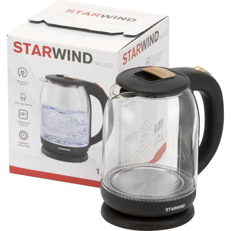 Чайник Starwind SKG1052 1.8л. 1500Вт коричневый (стекло)