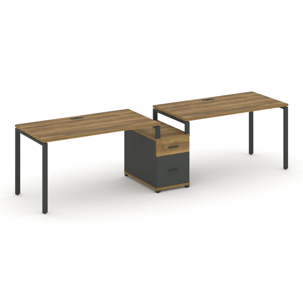 Concept Рабочая станция 2 места с 1 опорной тумбой CN.ORS-305 A Сандал Янтарный/Антрацит/Металл Антр