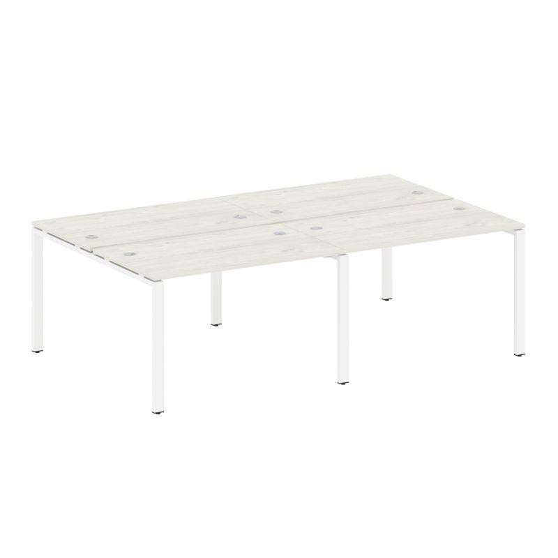 Metal System Рабочая станция на 4 места на П-образном м/к БП.СМ-4.2 Дуб Наварра/Металл Белый 2400*14