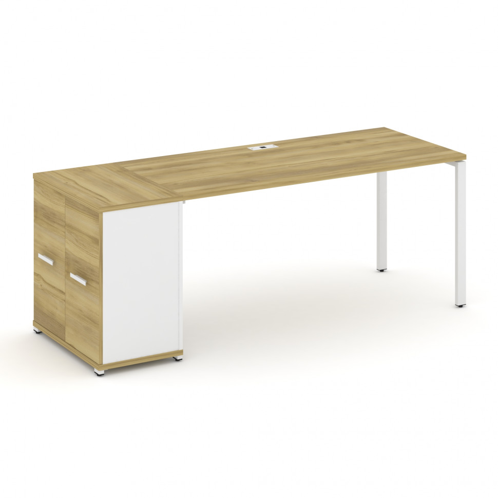 Concept Стол рабочий с опорным распаш. шкафом CN.SP-220 W Дуб Винченцо/Белый Бриллиант/Металл Белый Concept Стол рабочий с опорным распаш. шкафом CN.SP-220 W Дуб Винченцо/Белый Бриллиант/Металл Белый