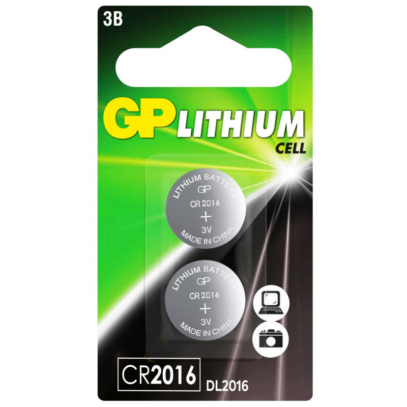 Батарейка GP CR2016, 3V, литий, GPCR2016-2CRU2, бл/2шт Батарейка GP CR2016, 3V, литий, GPCR2016-2CRU2, бл/2шт