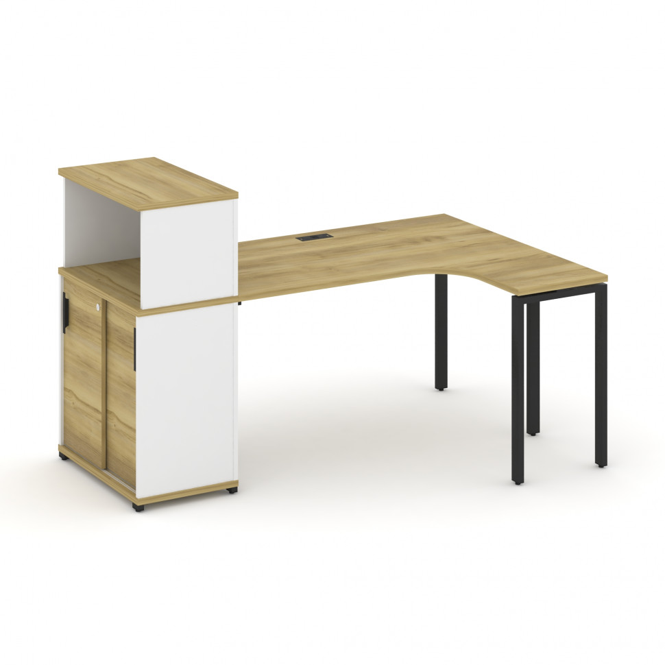 Concept Стол эргономичный с опорным шкафом-купе с надставкой низ.  CN.SA-219(R) B Дуб Винченцо/Белый