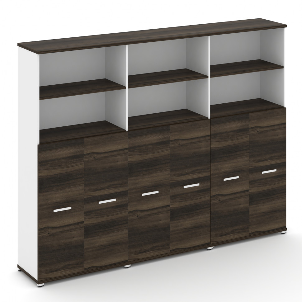 Concept Шкаф 3 широкие секции, 5 ниш CN.STS-534 W Дуб Мали/Белый Бриллиант/Металл Белый 2500*420*192