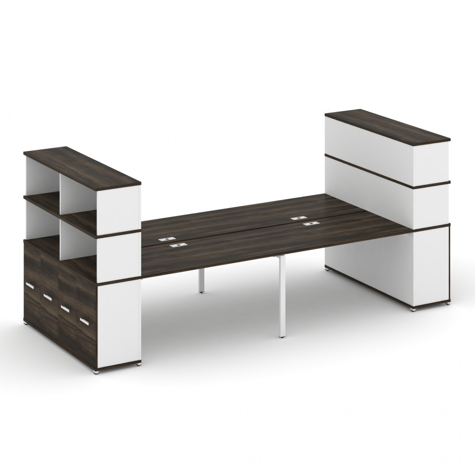 Concept Рабочая станция с опорными распаш. шкафами с надставкой выс. CN.DRS-275 W Дуб Мали/Белый Бри