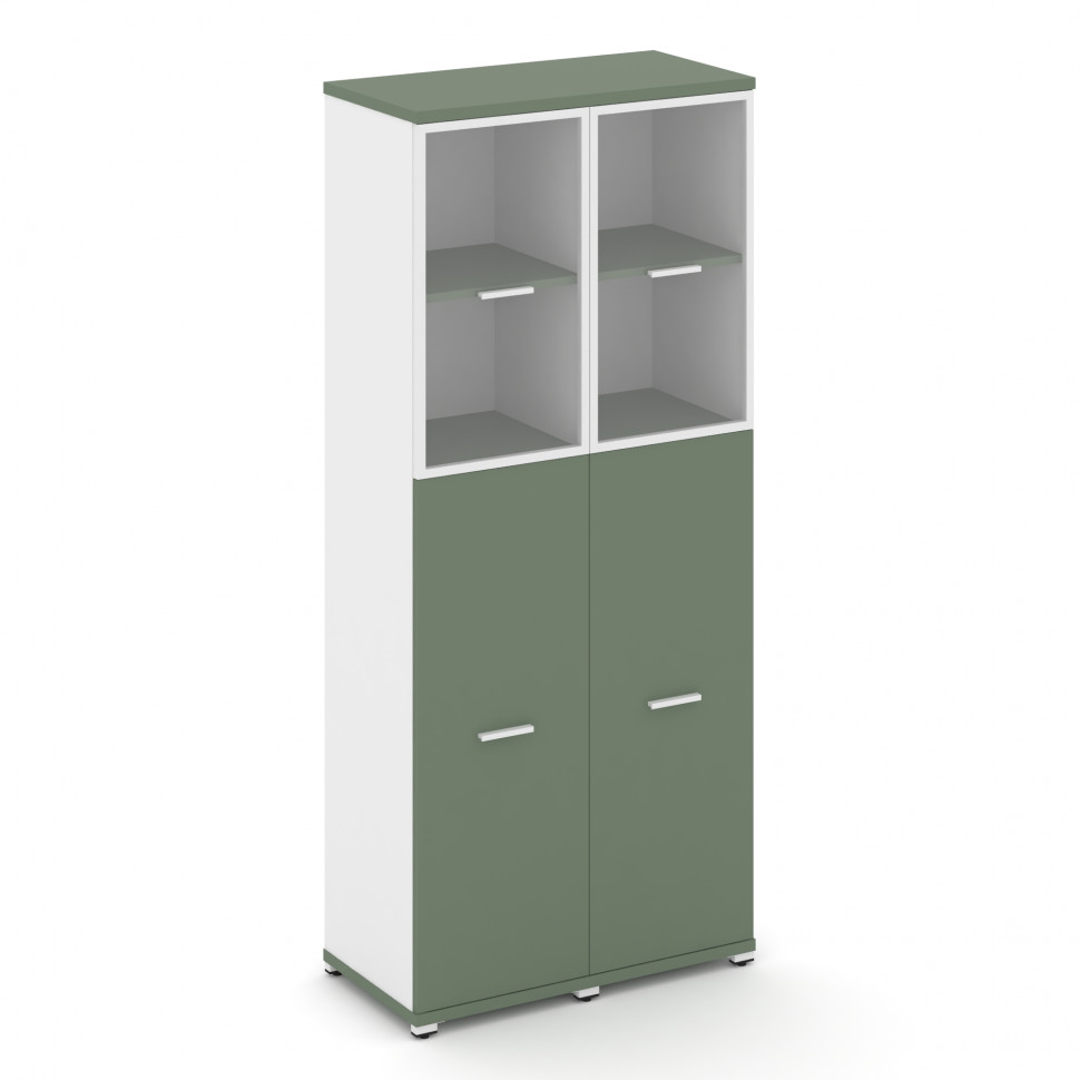 Concept Шкаф 2 узкие секции, 5 ниш CN.STU-525 RPW W Кобо/Белый Бриллиант/Металл Белый/Прозрачный 836